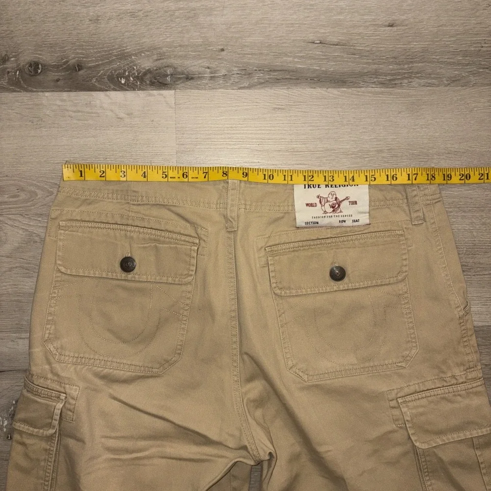 True Religion Baggy Khaki Cargo Shorts Men's 33 Tan Brown (18x23) Fit Like 36